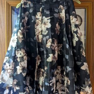 Pink Martini Black And Cream Floral Skirt XS Pockets